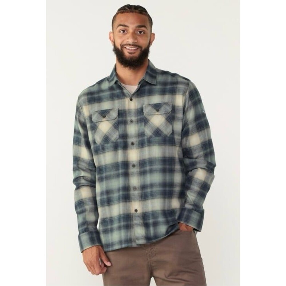 Kühl Dillingr Button-Down Shirt Men's Medium Fog Harbor Plaid Cotton Tencel